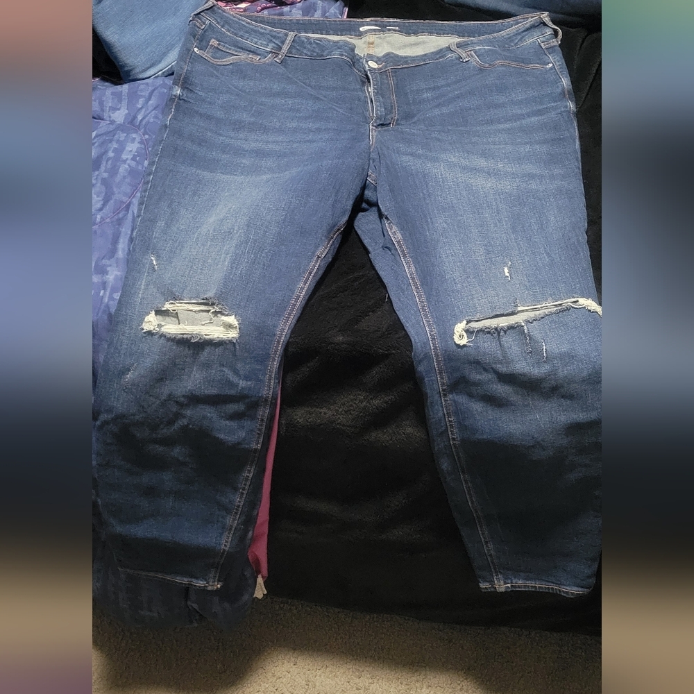 Old Navy Dark Blue Distressed Skinny Jeans